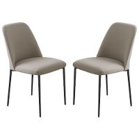 Conjunto 2 Cadeiras Londres Linho Bege Metal Preto - 1