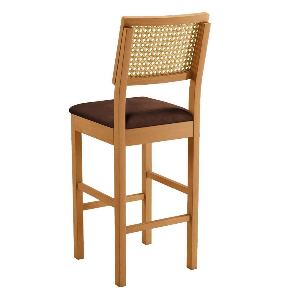 Banqueta Jade 03 Madeira Maciça Jcm Encosto Rattan Verona Chocolate - 2