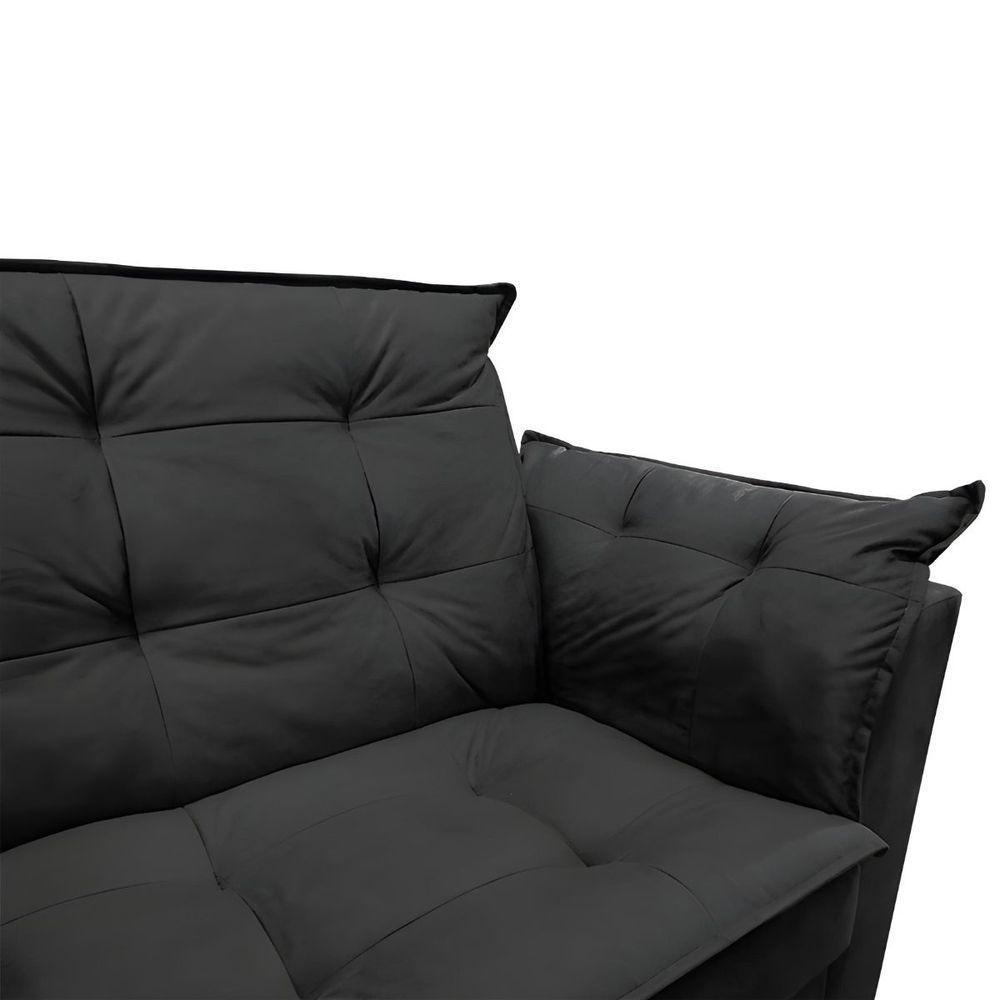 Sofá 2 Lugares Para Sala Moderno Confortável Elegance Suede preto - 2