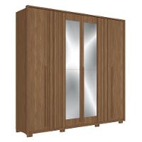 Guarda Roupa Casal Coimbra 6 Portas Jatobá Com Espelho E Pés - Santos Andirá Jatobá - 1