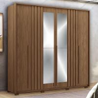 Guarda Roupa Casal Coimbra 6 Portas Jatobá Com Espelho E Pés - Santos Andirá Jatobá - 2