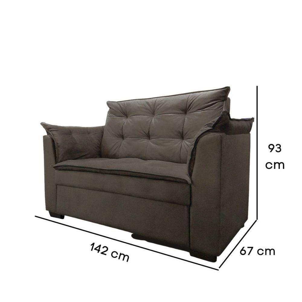 Sofá 2 Lugares Para Sala Moderno Confortável Alicia Suede marrom - 3