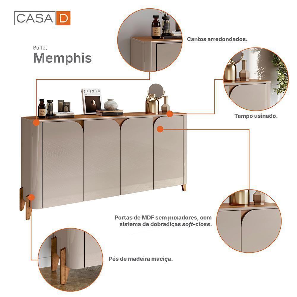 Buffet Aparador Memphis 4 Portas Off White-cedro - Casa D Off White-cedro - 4