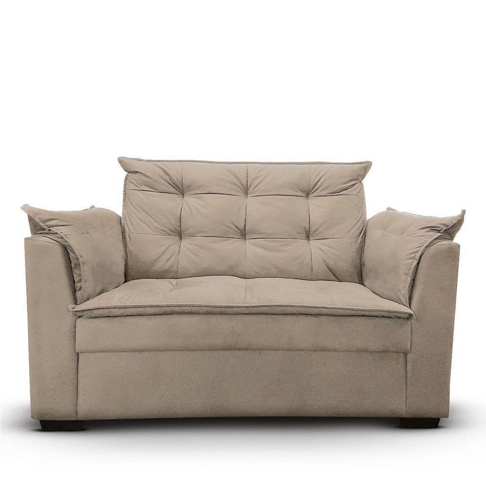 Sofá 2 Lugares Para Sala Moderno Confortável ágata Suede bege - 2