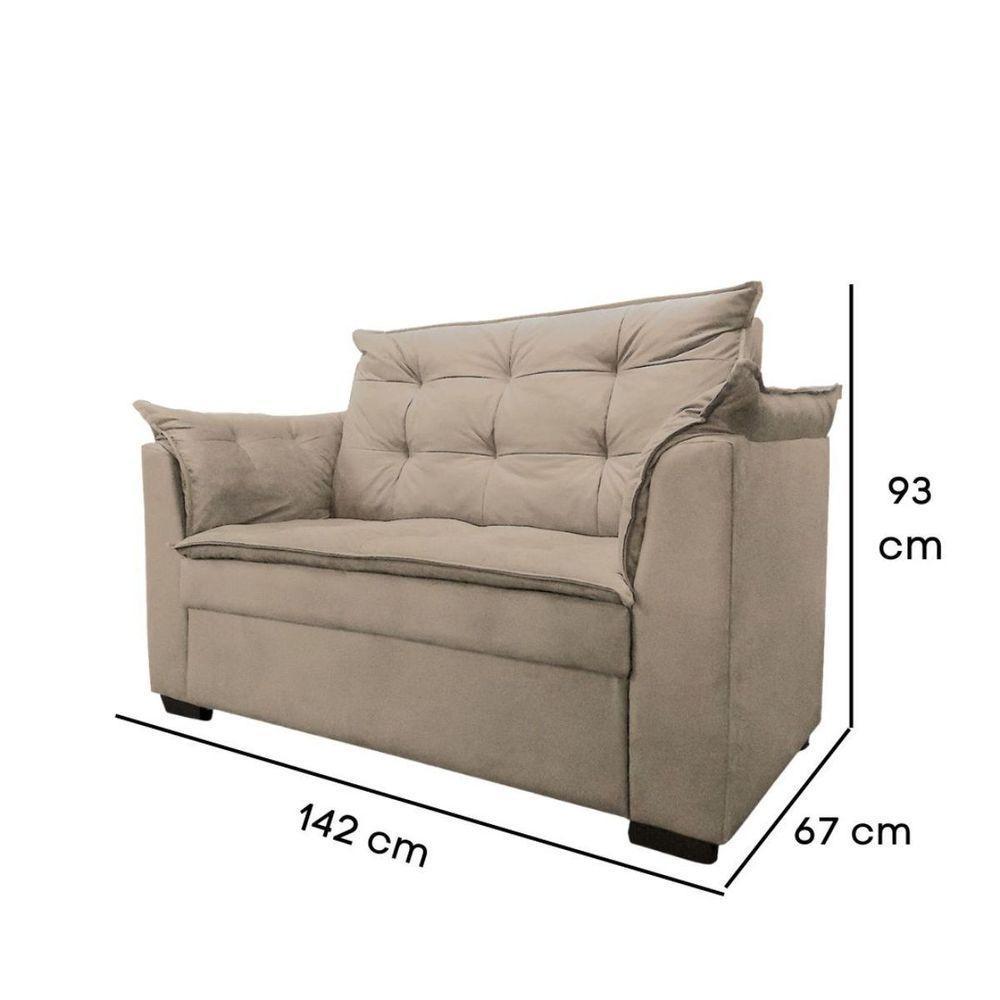 Sofá 2 Lugares Para Sala Moderno Confortável ágata Suede bege - 3