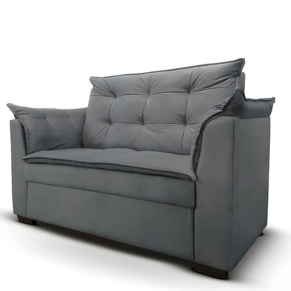 Sofá 2 Lugares Para Sala Moderno Confortável Elegance Suede cinza - 6