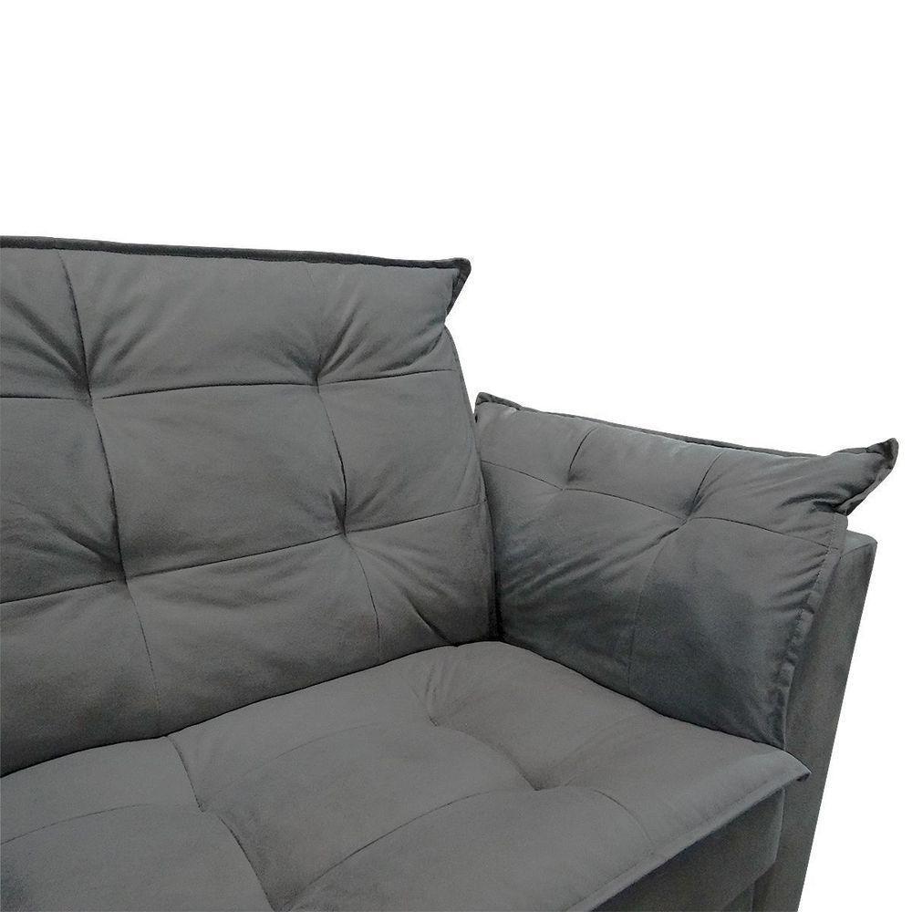 Sofá 2 Lugares Para Sala Moderno Confortável Elegance Suede cinza - 7