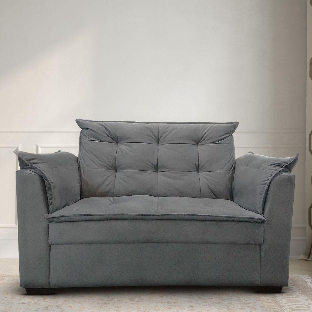 Sofá 2 Lugares Para Sala Moderno Confortável ágata Suede cinza - 1