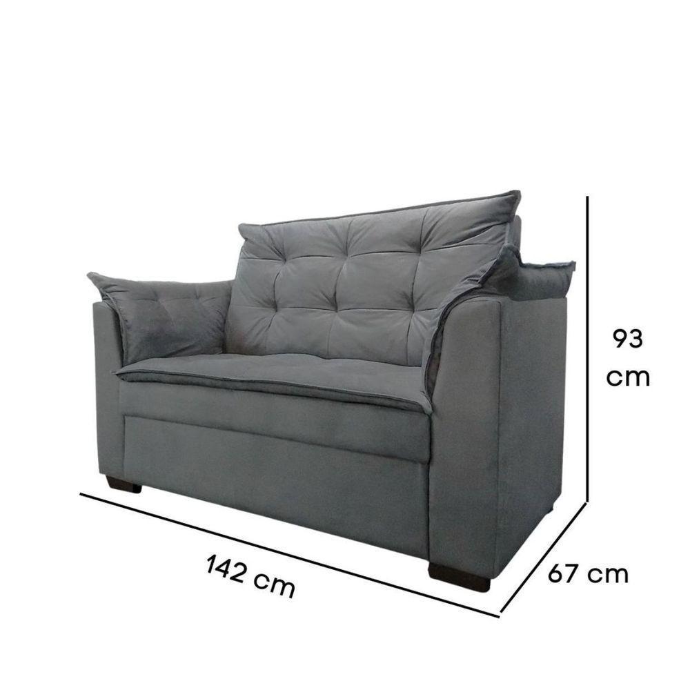 Sofá 2 Lugares Para Sala Moderno Confortável ágata Suede cinza - 3