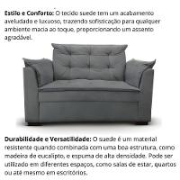 Sofá 2 Lugares Para Sala Moderno Confortável ágata Suede cinza - 5
