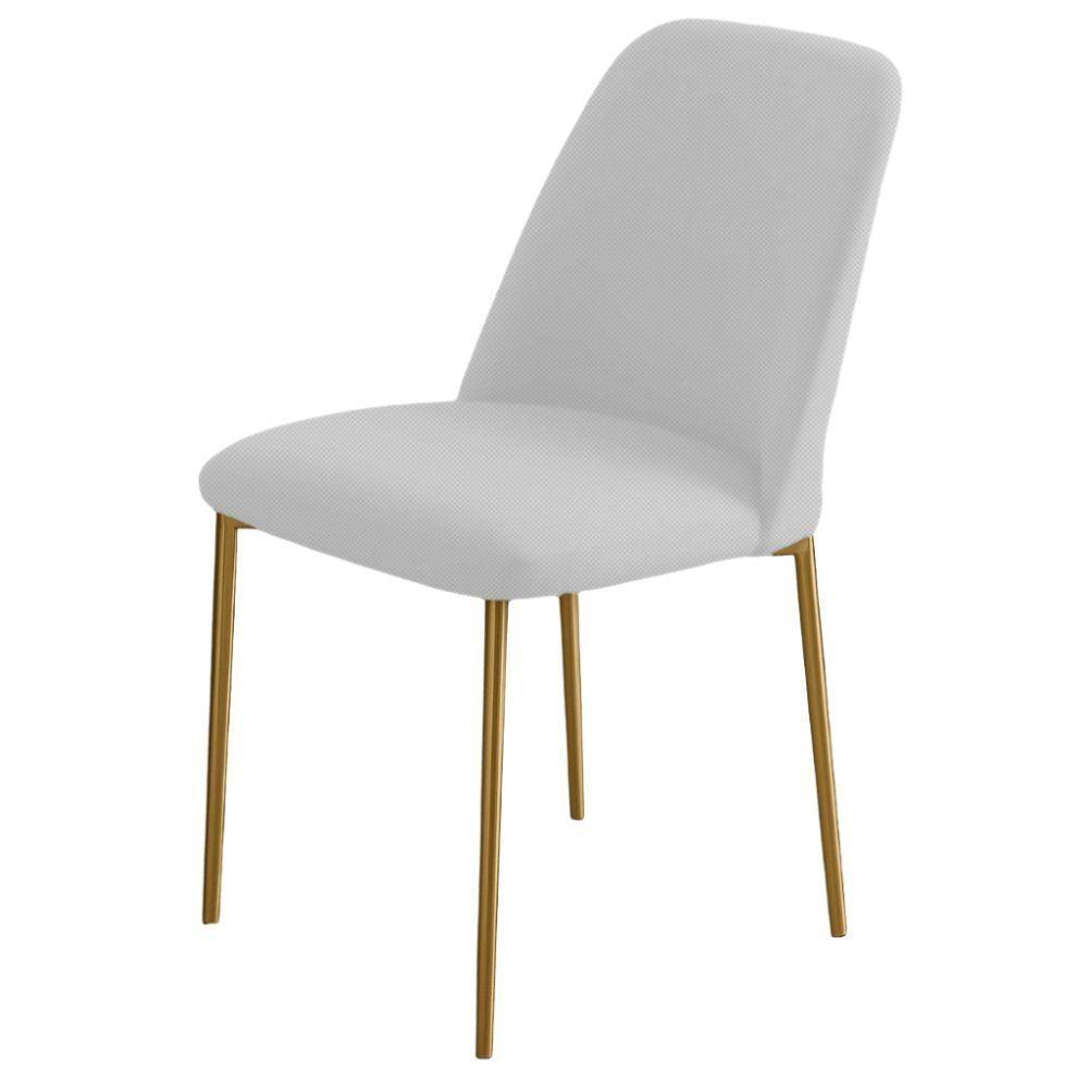 Conjunto 2 Cadeiras Londres Linho Branco Metal Dourado - 4