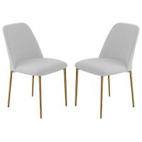 Conjunto 2 Cadeiras Londres Linho Branco Metal Dourado - 1