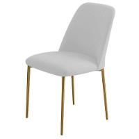 Conjunto 2 Cadeiras Londres Linho Branco Metal Dourado