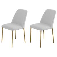 Conjunto 2 Cadeiras Londres Linho Branco Metal Dourado - 6