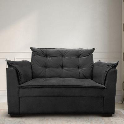 Sofá 2 Lugares Para Sala Moderno Confortável Alicia Suede preto