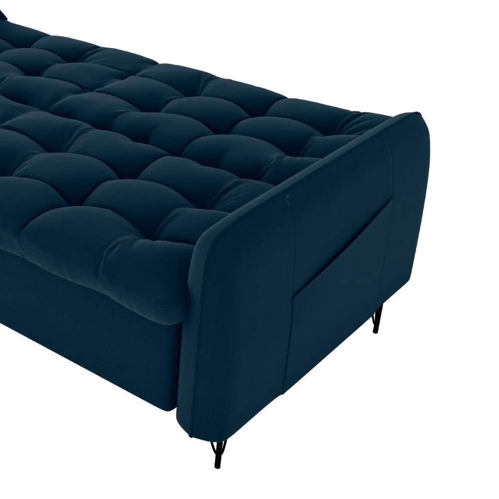 Sofa Cama 2 Lugares 200cm Pillar Veludo E403 Azul Milani Store Azul - 6