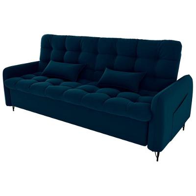 Sofa Cama 2 Lugares 200cm Pillar Veludo E403 Azul Milani Store Azul