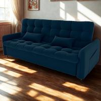 Sofa Cama 2 Lugares 200cm Pillar Veludo E403 Azul Milani Store Azul - 2
