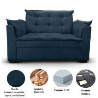 Sofá 2 Lugares Para Sala Moderno Confortável Alicia Suede azul Marinho