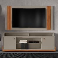 Rack Bancada Montana Com Painel Real Grigio Fosco-cinamomo Mel Para Tv Até 65? - Mobler Grigio Fosco-cinamomo Mel - 2
