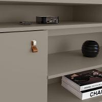 Rack Bancada Montana Com Painel Real Grigio Fosco-cinamomo Mel Para Tv Até 65? - Mobler Grigio Fosco-cinamomo Mel