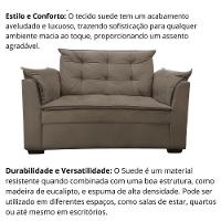 Sofá 2 Lugares Para Sala Moderno Confortável Elegance Suede bege Escuro - 5