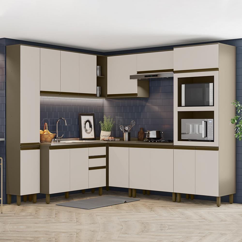 Cozinha Completa De Canto Connect 8 Peças Duna-cristal Com Torre Quente 2 Fornos - Móveis Henn Duna-cristal - 2