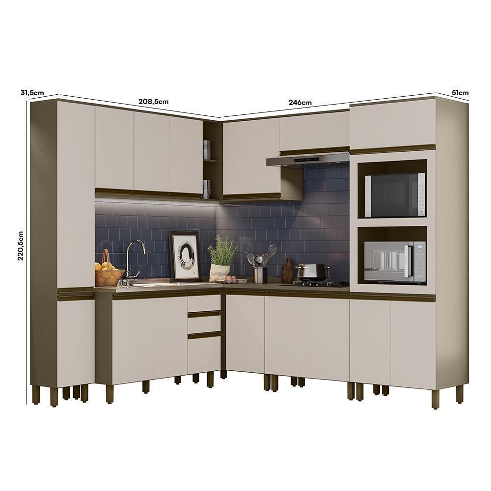 Cozinha Completa De Canto Connect 8 Peças Duna-cristal Com Torre Quente 2 Fornos - Móveis Henn Duna-cristal - 5