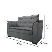 Sofá 2 Lugares Para Sala Moderno Confortável Alicia Suede cinza - 3