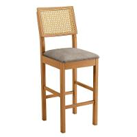 Banqueta Jade 03 Madeira Maciça Jcm Encosto Rattan Verona Grafite - 1