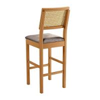 Banqueta Jade 03 Madeira Maciça Jcm Encosto Rattan Verona Grafite - 2