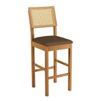 Banqueta Jade 03 Madeira Maciça Jcm Encosto Rattan Veludo Marrom - 1