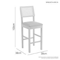 Banqueta Jade 03 Madeira Maciça Jcm Encosto Rattan Veludo Marrom - 3