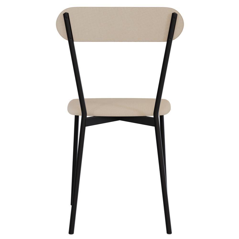 Kit 02 Cadeiras Estofada Para Sala De Jantar Liora Preto C01 Linho Areia - Lyam Decor - 9