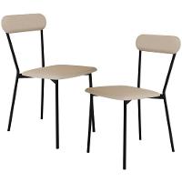 Kit 02 Cadeiras Estofada Para Sala De Jantar Liora Preto C01 Linho Areia - Lyam Decor - 1