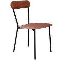 Kit 02 Cadeiras Estofada Para Sala De Jantar Liora Preto C01 Linho Rosê Courino Caramelo - Lyam Decor - 6