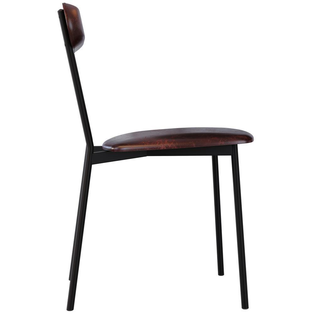 Kit 04 Cadeiras Estofada Para Sala De Jantar Liora Preto C01 Courino Café - Lyam Decor - 8