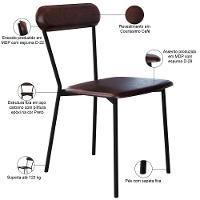 Kit 04 Cadeiras Estofada Para Sala De Jantar Liora Preto C01 Courino Café - Lyam Decor