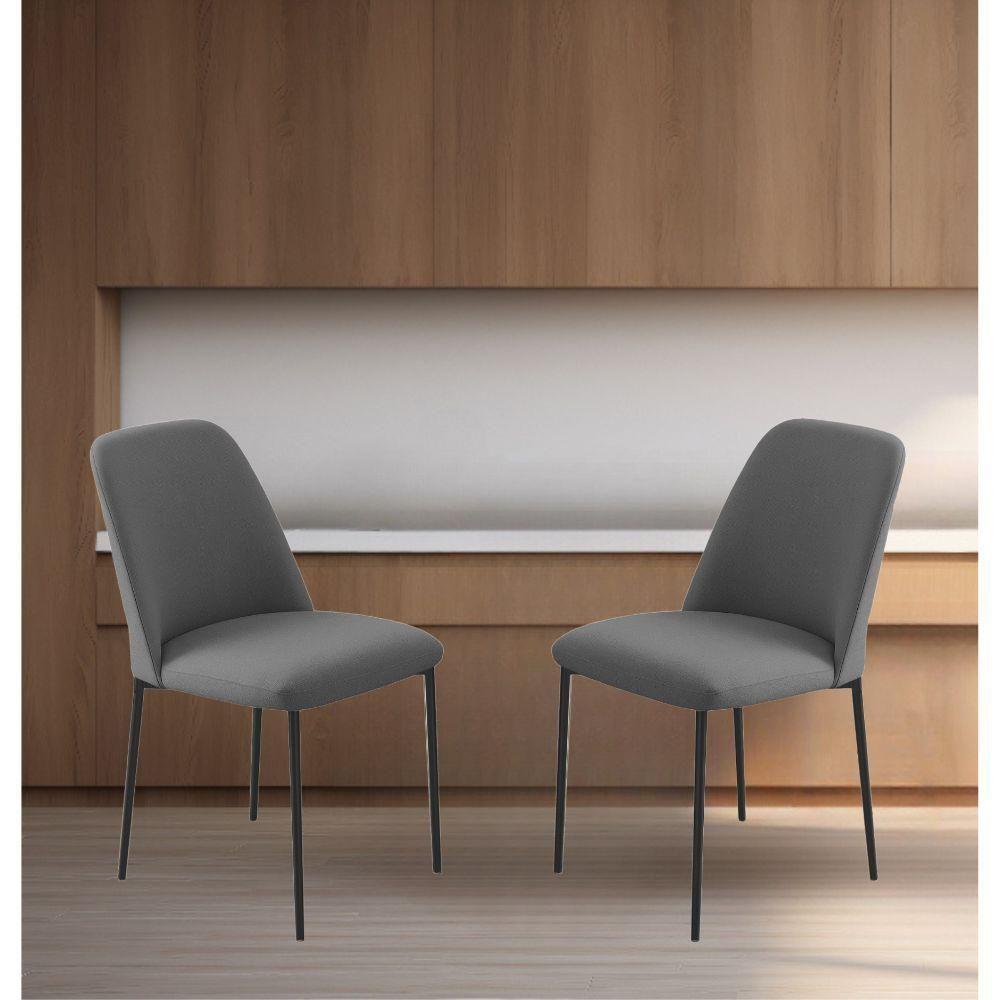 Conjunto 2 Cadeiras Londres Linho Cinza Escuro Metal Preto - 2