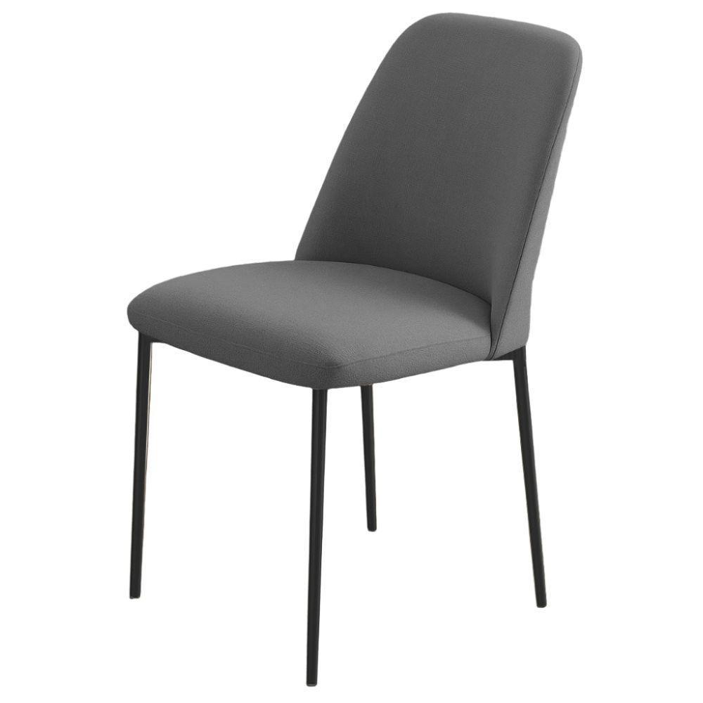 Conjunto 2 Cadeiras Londres Linho Cinza Escuro Metal Preto - 4
