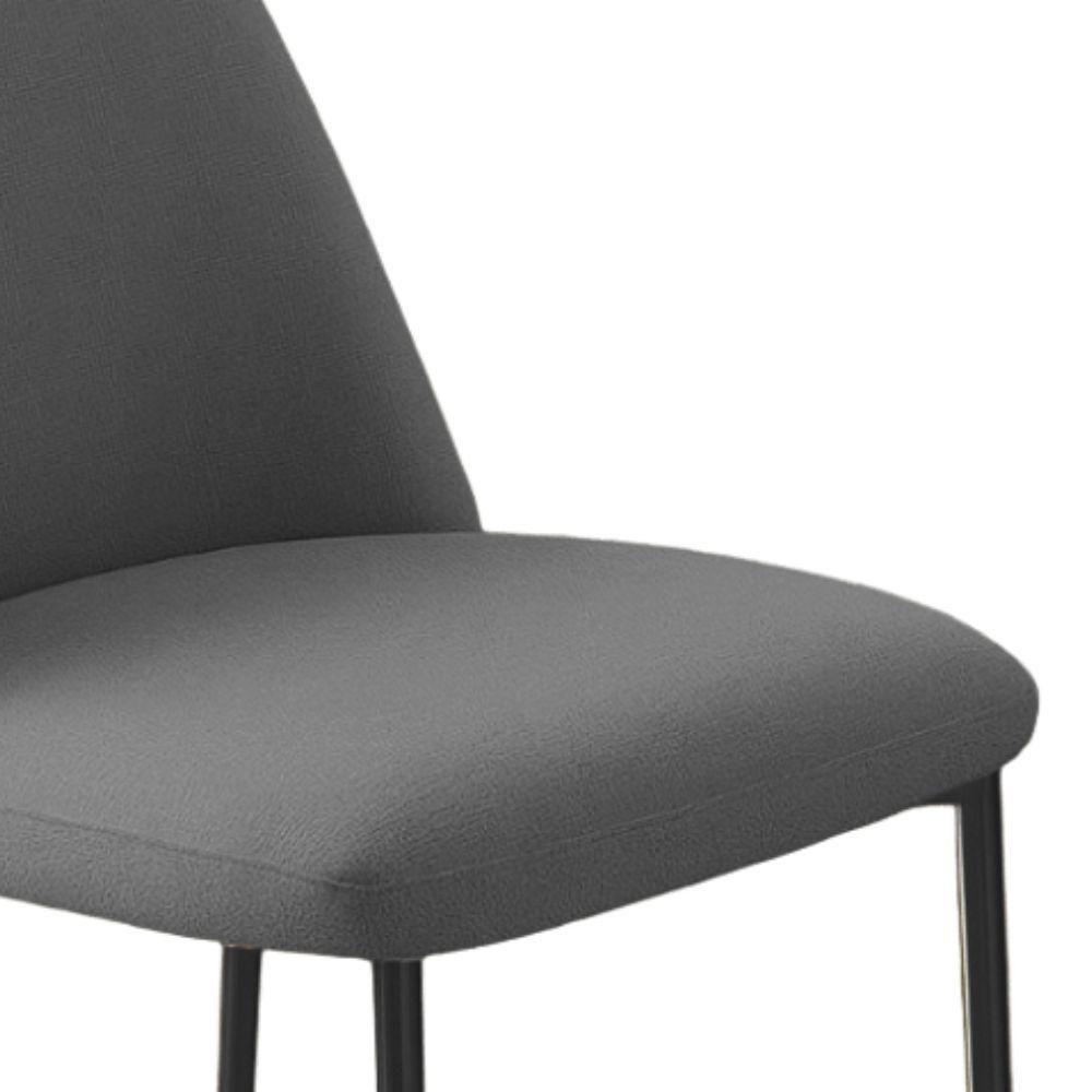 Conjunto 2 Cadeiras Londres Linho Cinza Escuro Metal Preto - 5