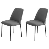 Conjunto 2 Cadeiras Londres Linho Cinza Escuro Metal Preto - 6