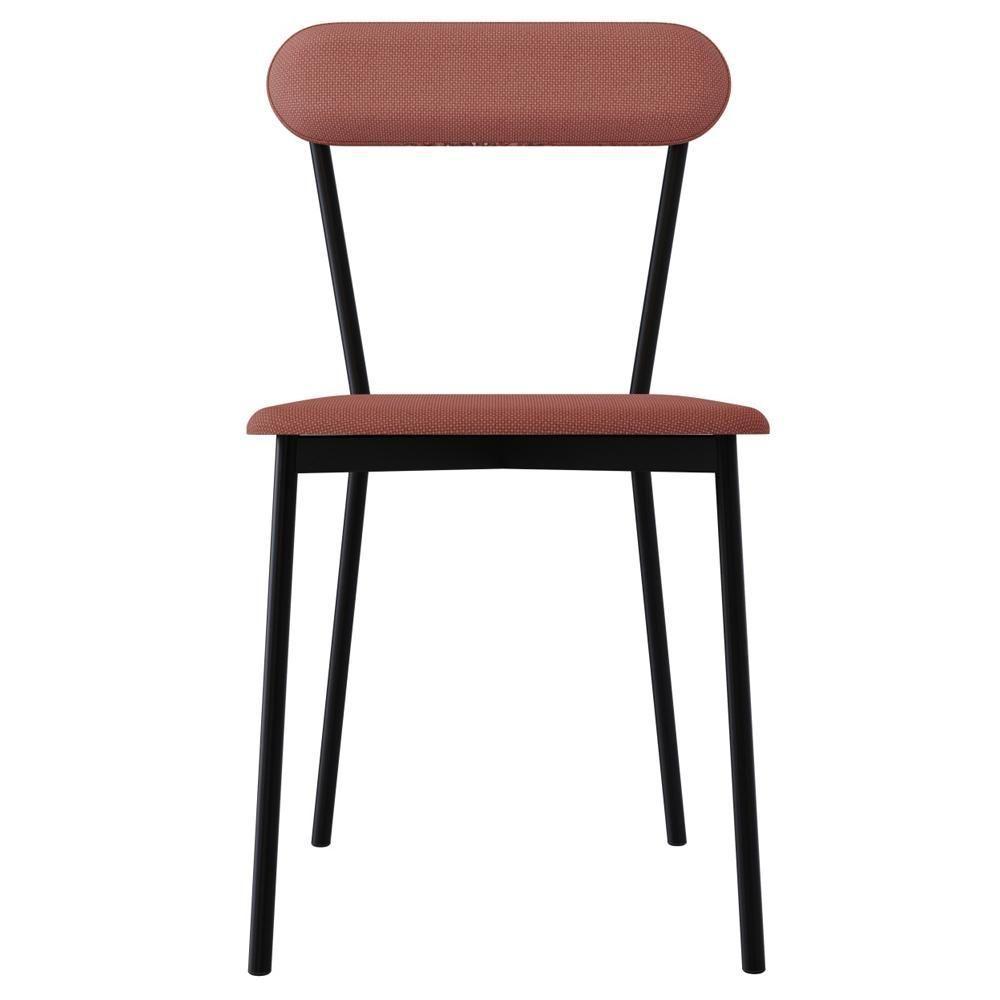 Kit 03 Cadeiras Estofada Para Sala De Jantar Liora Preto C01 Linho Rosê - Lyam Decor - 3