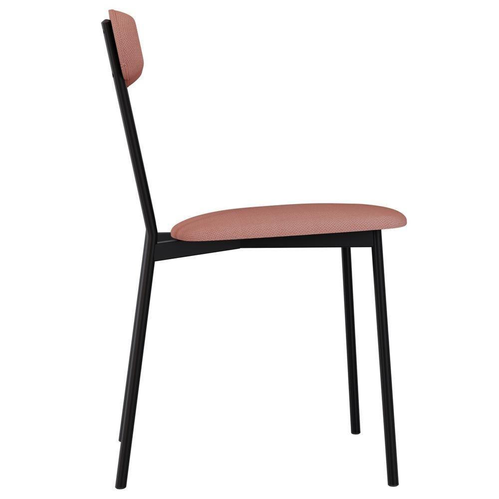 Kit 03 Cadeiras Estofada Para Sala De Jantar Liora Preto C01 Linho Rosê - Lyam Decor - 8