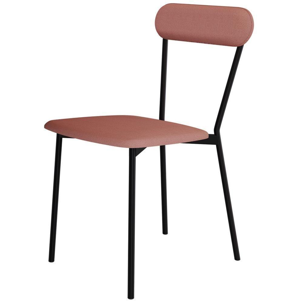 Kit 04 Cadeiras Estofada Para Sala De Jantar Liora Preto C01 Linho Rosê - Lyam Decor - 2