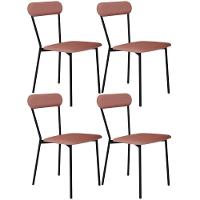 Kit 04 Cadeiras Estofada Para Sala De Jantar Liora Preto C01 Linho Rosê - Lyam Decor - 1