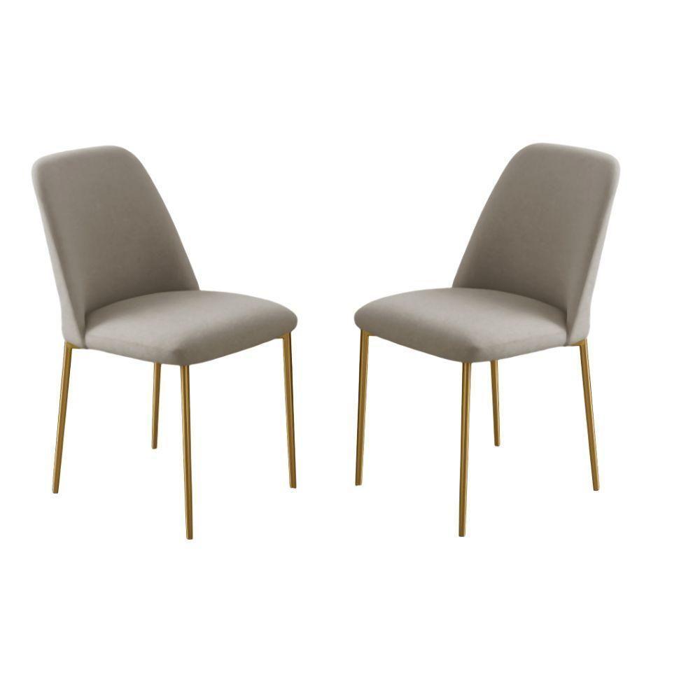 Conjunto 2 Cadeiras Londres Veludo Cappuccino Metal Dourado - 1
