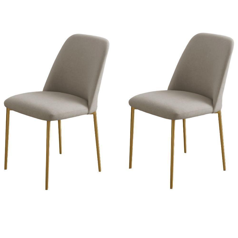 Conjunto 2 Cadeiras Londres Veludo Cappuccino Metal Dourado - 6