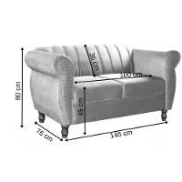 Sofá Chesterfield 2 Lugares Realeza Vintage Retrô Suede Vermelho - 3