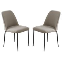 Conjunto 2 Cadeiras Londres Veludo Cappuccino Metal Preto - 1